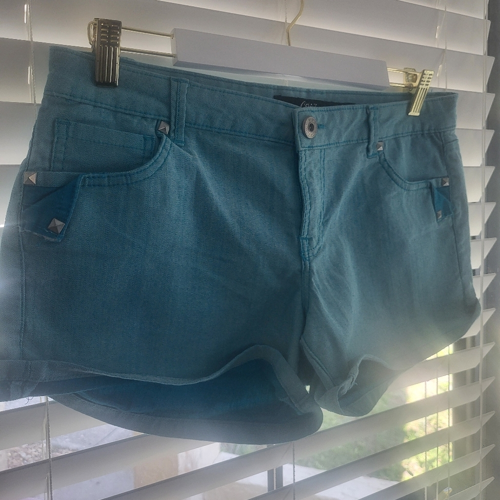 Stretchy Turqoise Blue Denim Shorts